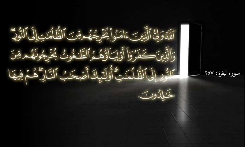 اللَّهُ وَلِيُّ الَّذِينَ آمَنُوا يُخْرِجُهُمْ مِنَ الظُّلُماتِ إِلَى النُّورِ