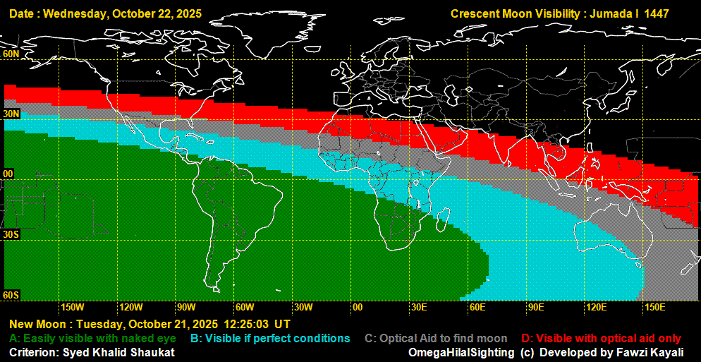 lunar crescent visibility map